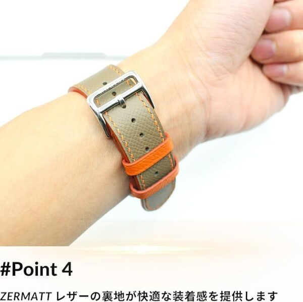 MODIGI コンパチブル Apple Watch用 バンド アップルウォッチ バンド レザー ベルト 本革 高級手作り Veau Epsom 皮ベルト 40mm 41mm 42mm 44mm 45mm 46mm 49mm Ultra 1/2/3 SE 1/2/3シリーズ 10 9 8 7 6 5 (Etupe) - Image 5