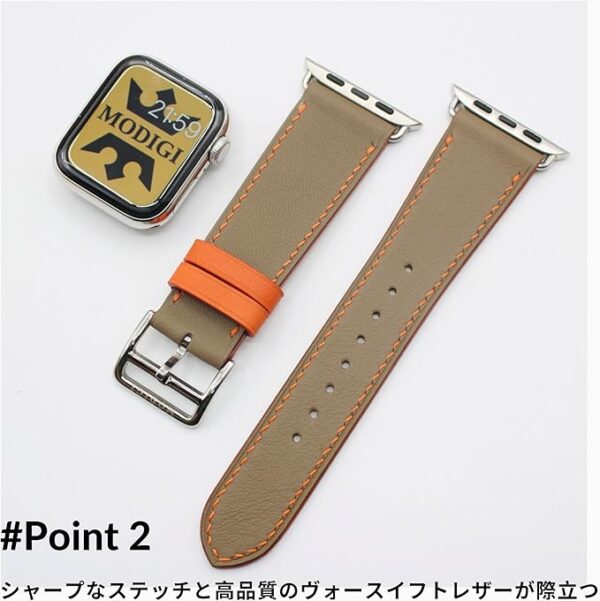 MODIGI コンパチブル Apple Watch用 バンド アップルウォッチ バンド レザー ベルト 本革 高級手作り Veau Swift 皮ベルト 40mm 41mm 42mm 44mm 45mm 46mm 49mm Ultra 1/2/ SE 1/2/3シリーズ10 9 8 7 6 5 4 (Etupe) - Image 3