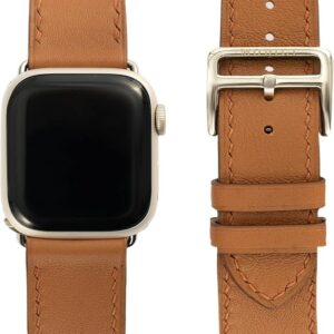 MODIGI コンパチブル Apple Watch用 バンド アップルウォッチ バンド レザー ベルト 本革 高級手作り Veau Swift 皮ベルト 40mm 41mm 42mm 44mm 45mm 46mm 49mm Ultra 1/2/ SE 1/2/3シリーズ10 9 8 7 6 5 4 (Braun)