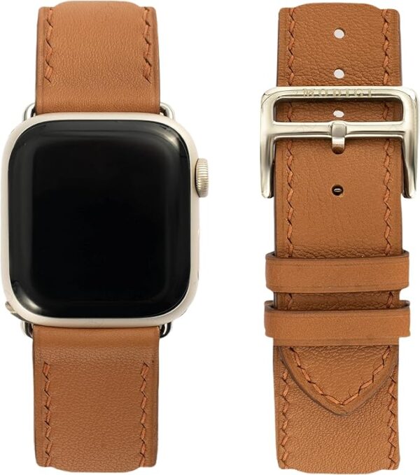 MODIGI コンパチブル Apple Watch用 バンド アップルウォッチ バンド レザー ベルト 本革 高級手作り Veau Swift 皮ベルト 40mm 41mm 42mm 44mm 45mm 46mm 49mm Ultra 1/2/ SE 1/2/3シリーズ10 9 8 7 6 5 4 (Braun)
