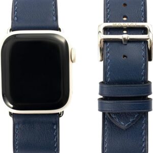 MODIGI コンパチブル Apple Watch用 バンド アップルウォッチ バンド レザー ベルト 本革 高級手作り Veau Swift 皮ベルト 40mm 41mm 42mm 44mm 45mm 46mm 49mm Ultra 1/2/ SE 1/2/3シリーズ10 9 8 7 6 5 4 (Navy)