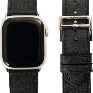 MODIGI コンパチブル Apple Watch用 バンド アップルウォッチ バンド レザー ベルト 本革 高級手作り Veau Swift 皮ベルト 40mm 41mm 42mm 44mm 45mm 46mm 49mm Ultra 1/2/ SE 1/2/3シリーズ10 9 8 7 6 5 4 (Black)
