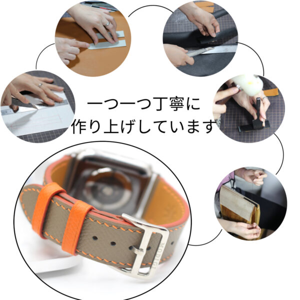 MODIGI コンパチブル Apple Watch用 バンド アップルウォッチ バンド レザー ベルト 本革 高級手作り Veau Epsom 皮ベルト 40mm 41mm 42mm 44mm 45mm 46mm 49mm Ultra 1/2/3 SE 1/2/3シリーズ 10 9 8 7 6 5 (Black) (Copy) - Image 9